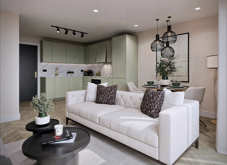 modern open living area CGI