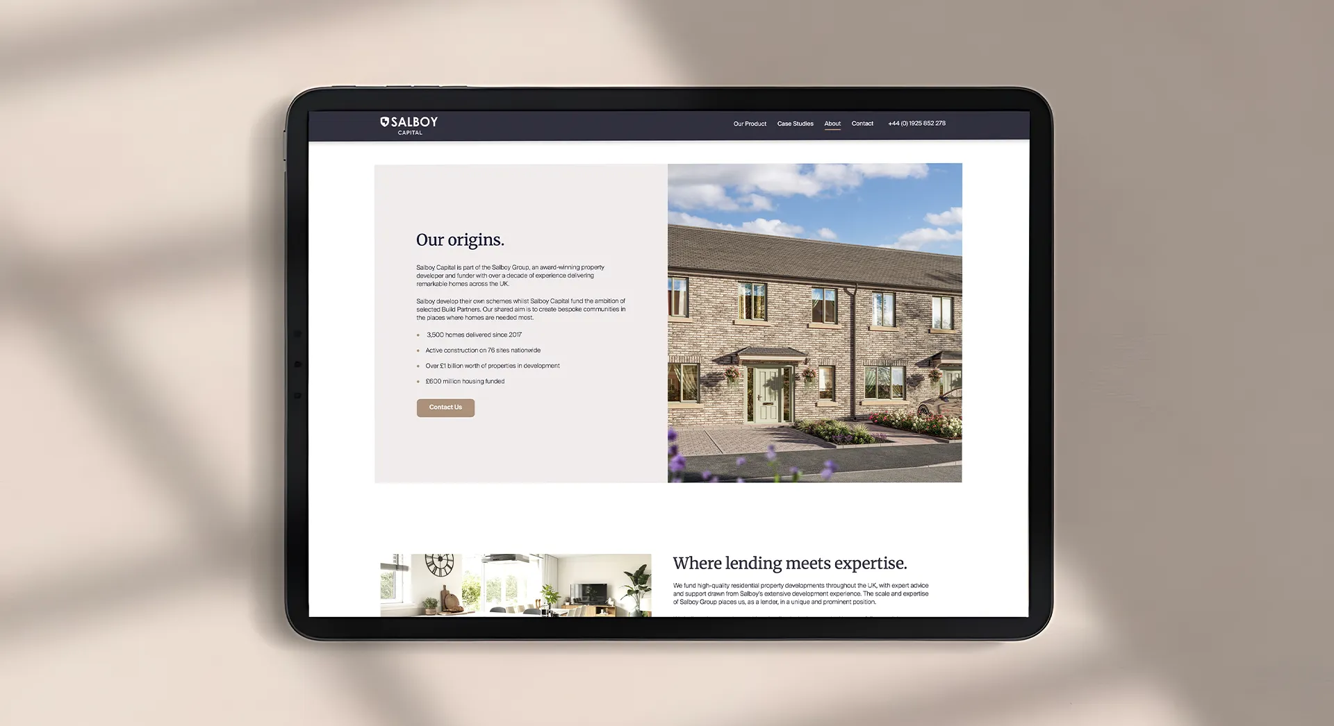 Salboy capital website mockup on ipad