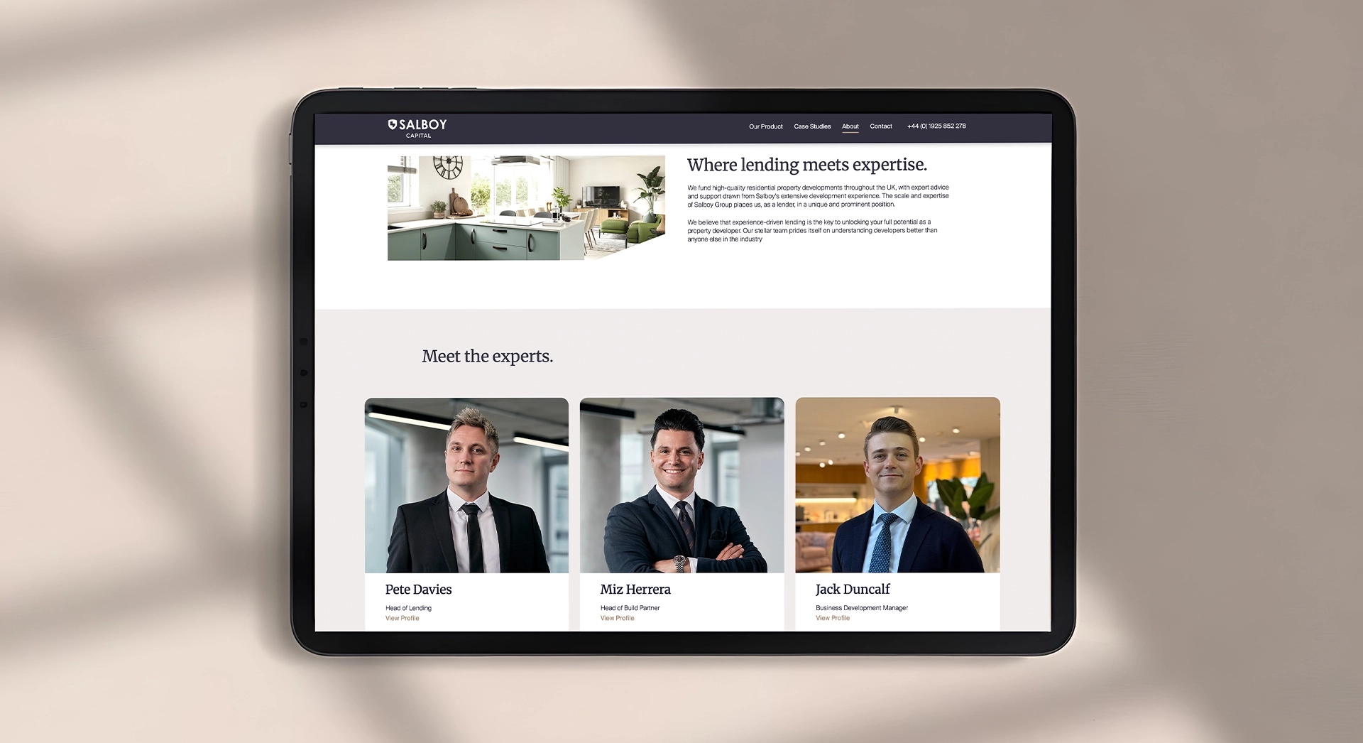Salboy website mockup on ipad