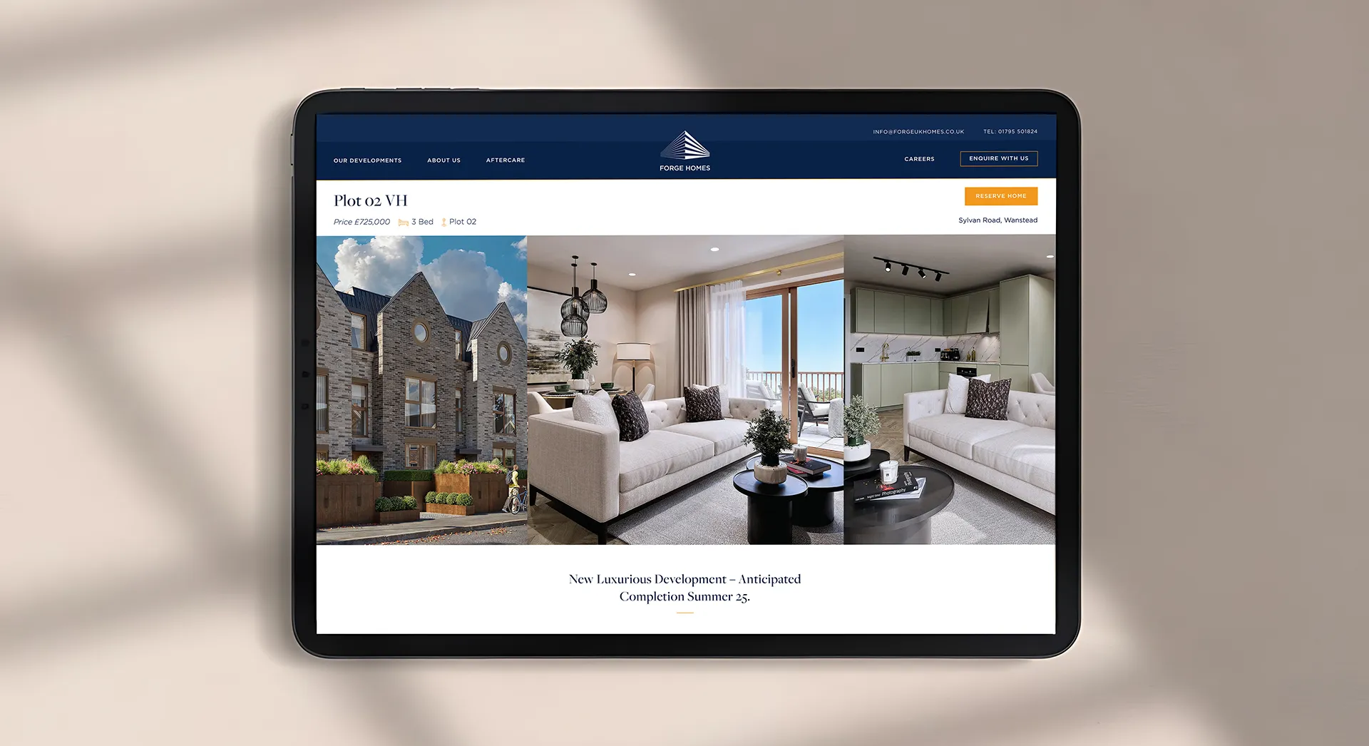 forge uk homes web design mockup
