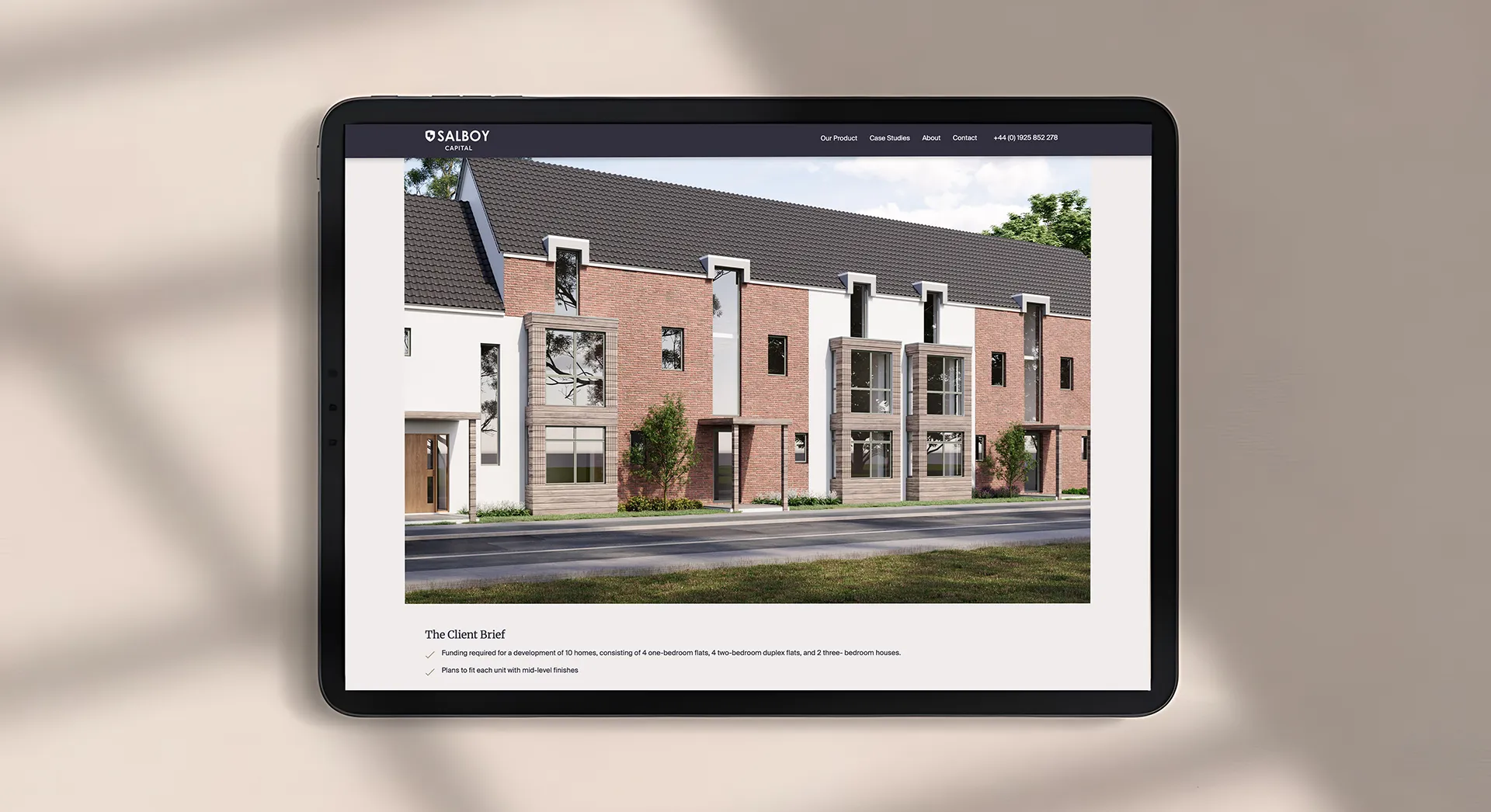 Salboy website mockup on tablet