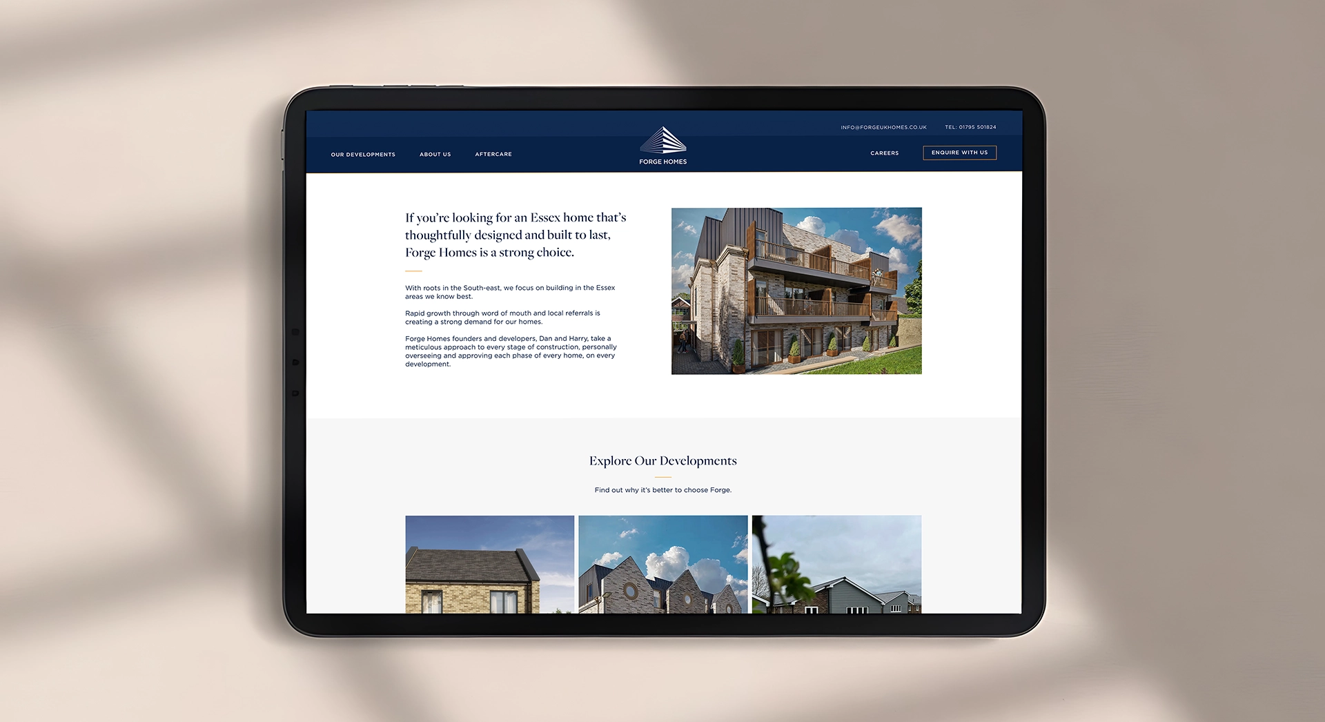 forge uk website mocked up on ipad