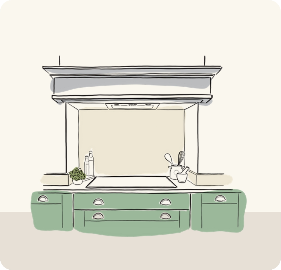 digital illustration of kitchen hob