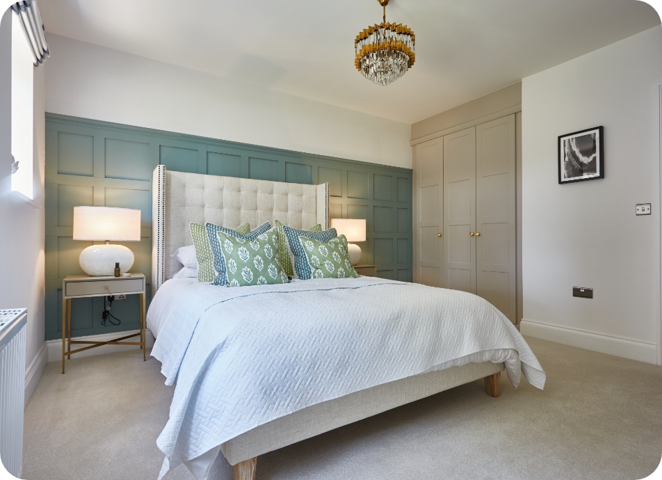 modern bedroom with panelling