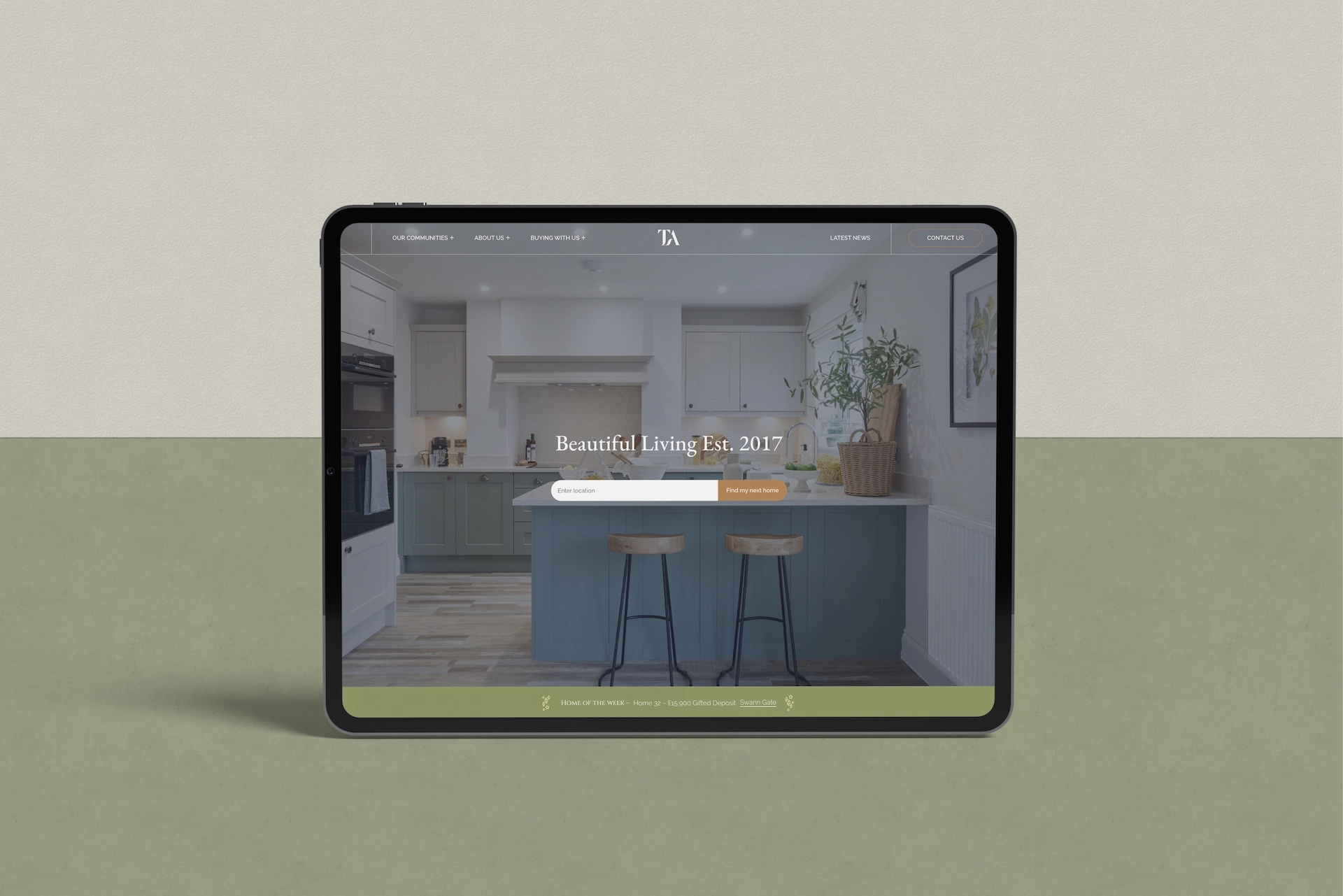 Thomas Alexander homes webside mockup