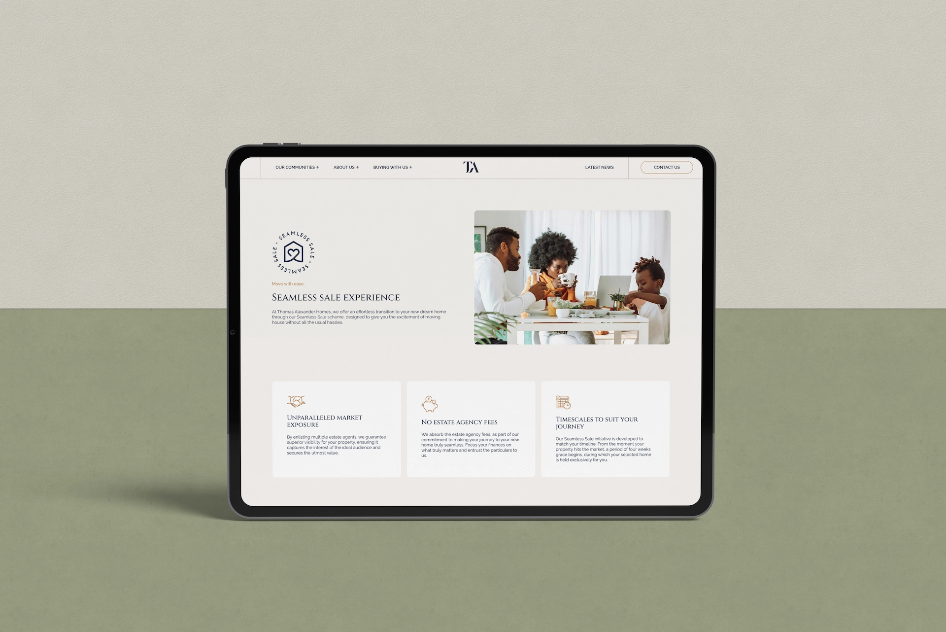 ipad mockup of client website