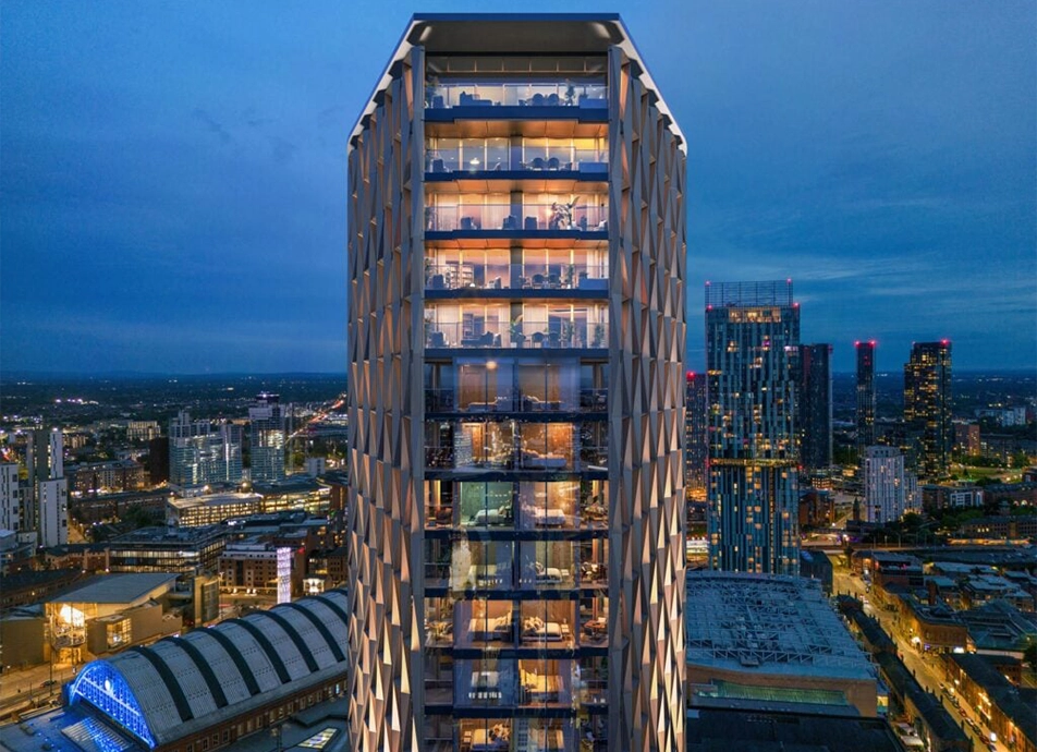 skyscaper building at night